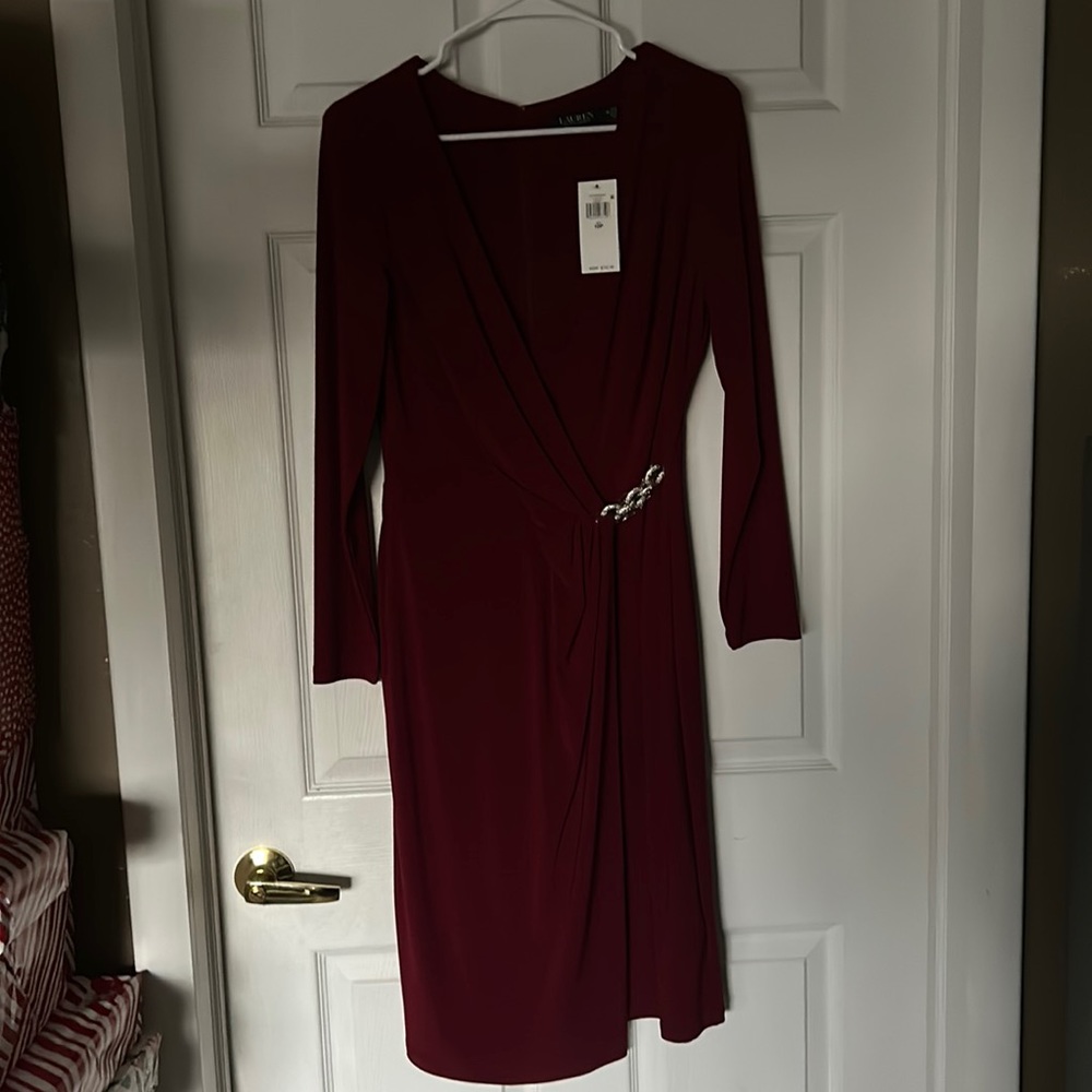 Ralph Lauren Burgundy Long Sleeve Dress